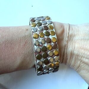 Streets Ahead Silver & Gold Studded Leather Bracelet